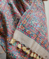 Madhubani Pure Tussar silk Hand Painted Saree