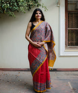 Madhubani Pure Tussar silk Hand Painted Saree