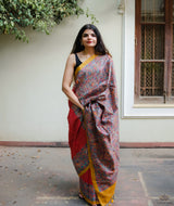 Madhubani Pure Tussar silk Hand Painted Saree