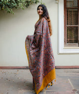 Madhubani Pure Tussar silk Hand Painted Saree