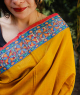 Madhubani Pure Tussar silk Hand Painted Saree
