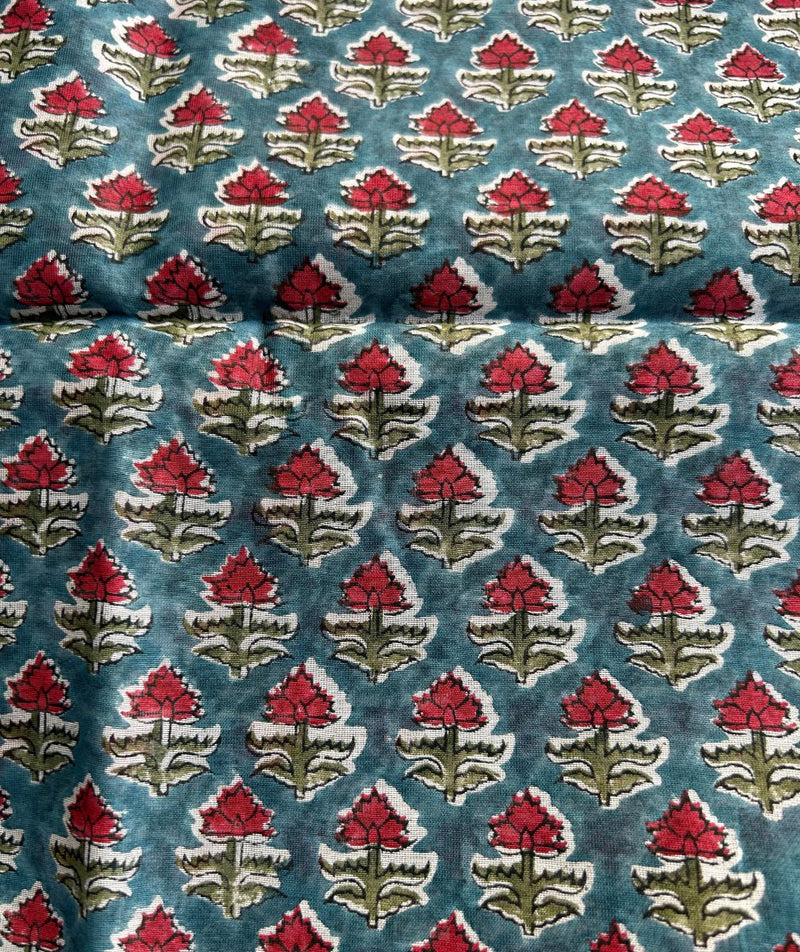 Sanganer Handblock Printed Chanderi Fabric