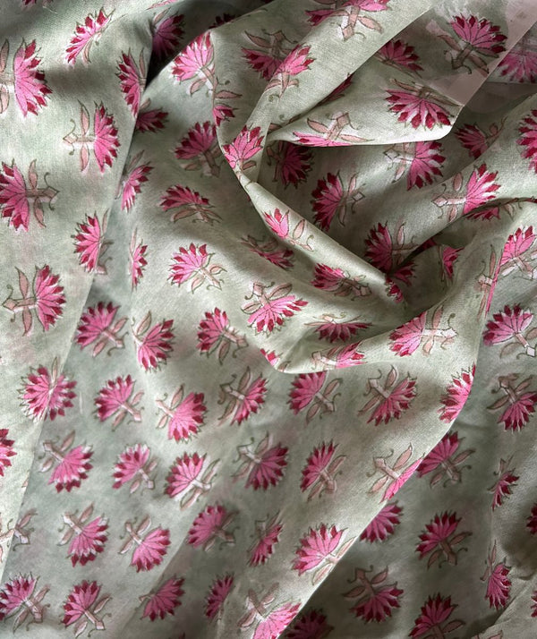Sanganer Handblock Printed Chanderi Fabric