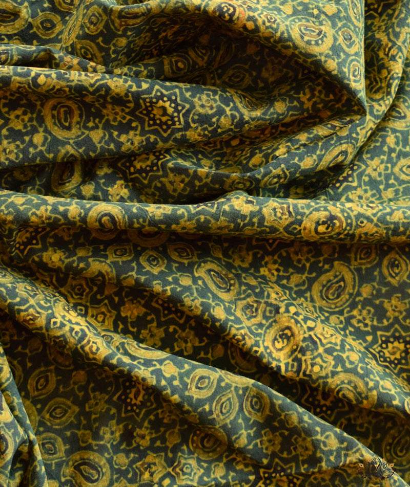 AJRAKH COTTON HAND PRINTED YARDAGE