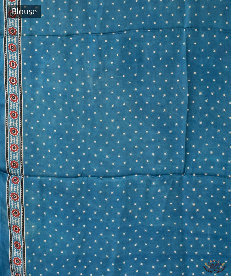 Ajrakh Modal Silk Hand Block Printed Saree