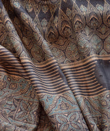 Ajrakh Tussar silk hand block printed saree