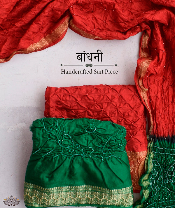 BANDHANI SILK SUIT PIECE